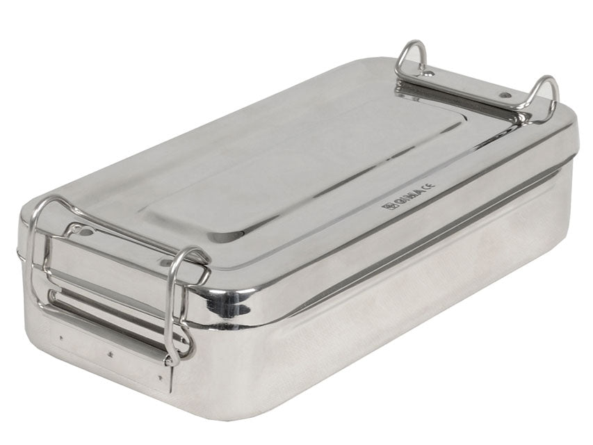 SCATOLA INOX CON MANICI cm. 20x10x4,5h