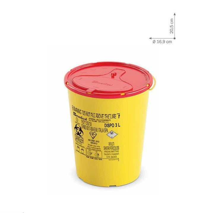 CONTENITORE ROTONDO PER RIFIUTI TAGLIENTI LT. 3 - LINEA DISPO3
