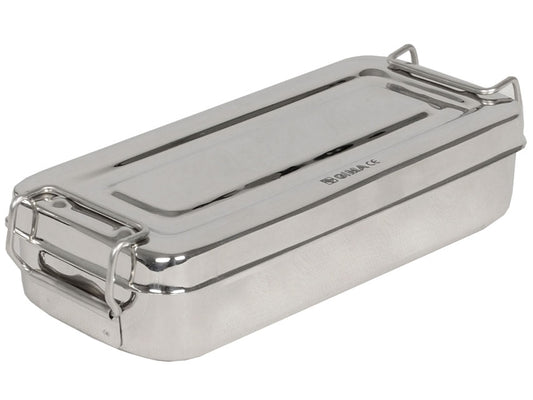 SCATOLA INOX CON MANICI cm. 18x8x4h