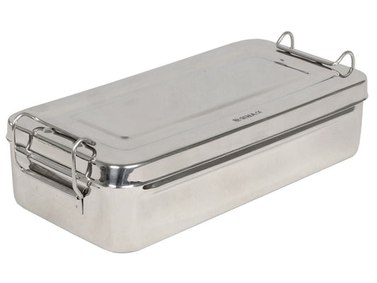SCATOLA INOX CON MANICI cm. 25x12,5x4,6h