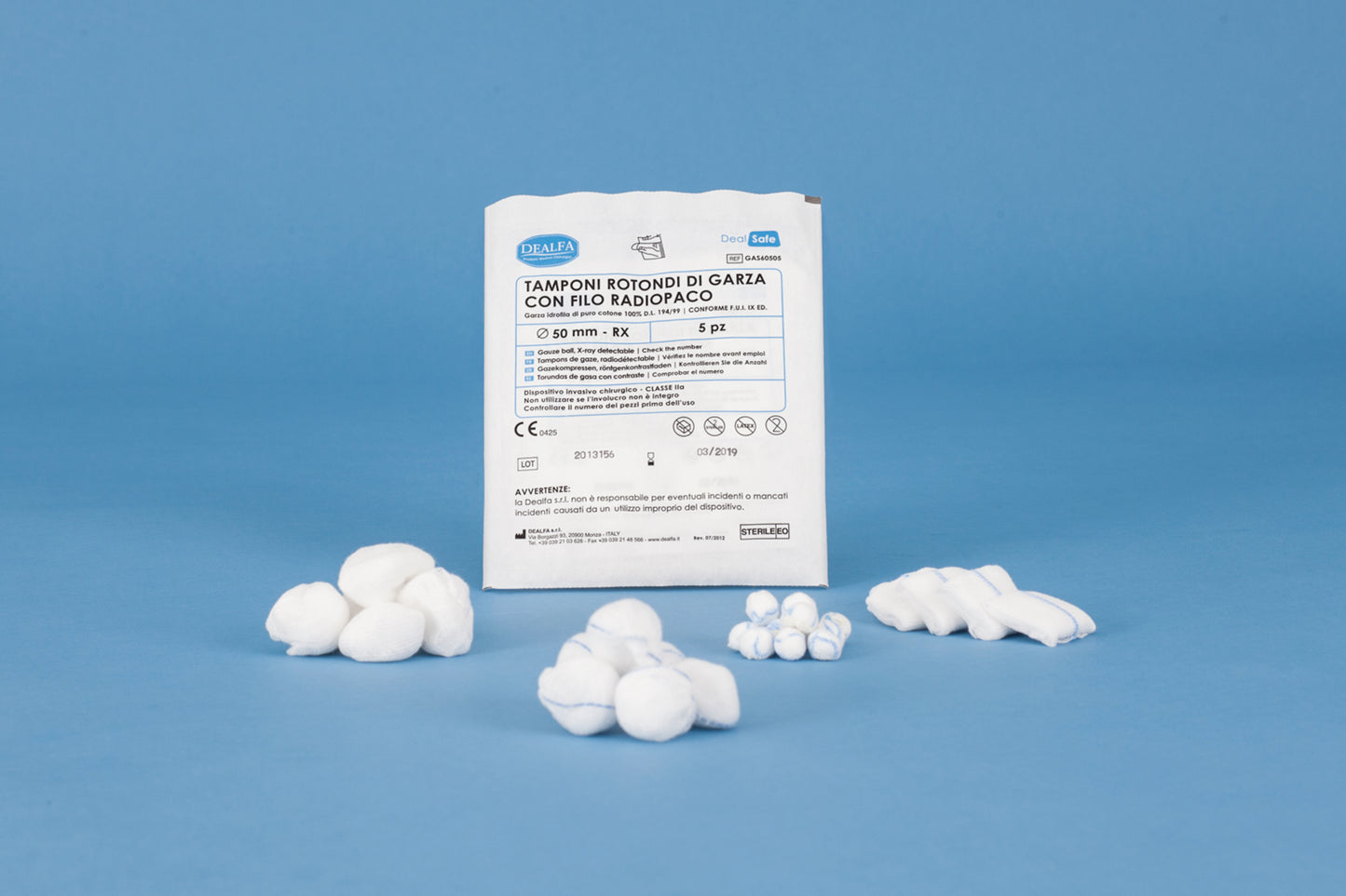 TAMPONI GARZA STERILE diam.50mm in BUSTA 5 PZ