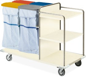 CARRELLO RACCOLTA E DISTRIBUZIONE BIANCHERIA IN ACCIAIO/PORTASACCO