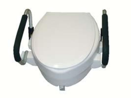 RIALZO PER WC CON COPERCHIO E BRACCIOLI RIBALTABILI h. cm. 15