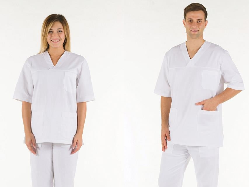 CASACCA COLORE BIANCO IN COTONE MANICA CORTA TG XL